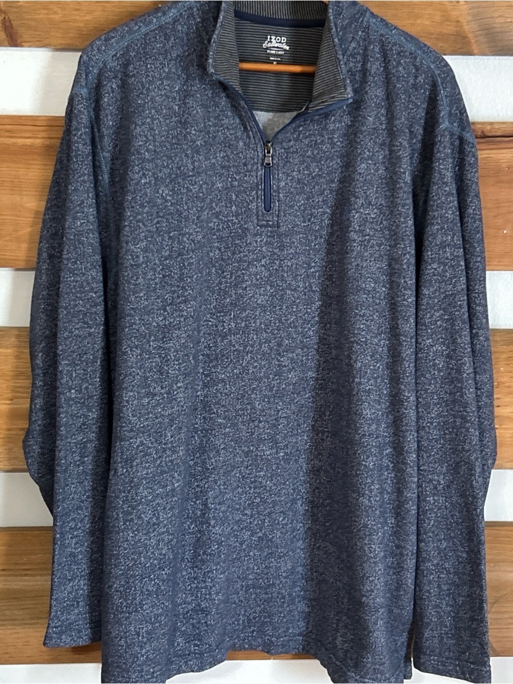 Izod Saltwater Relaxed Classics Heathered Blue 1/4 Zip Pullover Men's Size XL